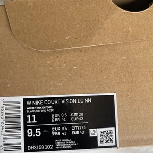 Nike Court Vision Low Sneakers - White and Pink Oxford.